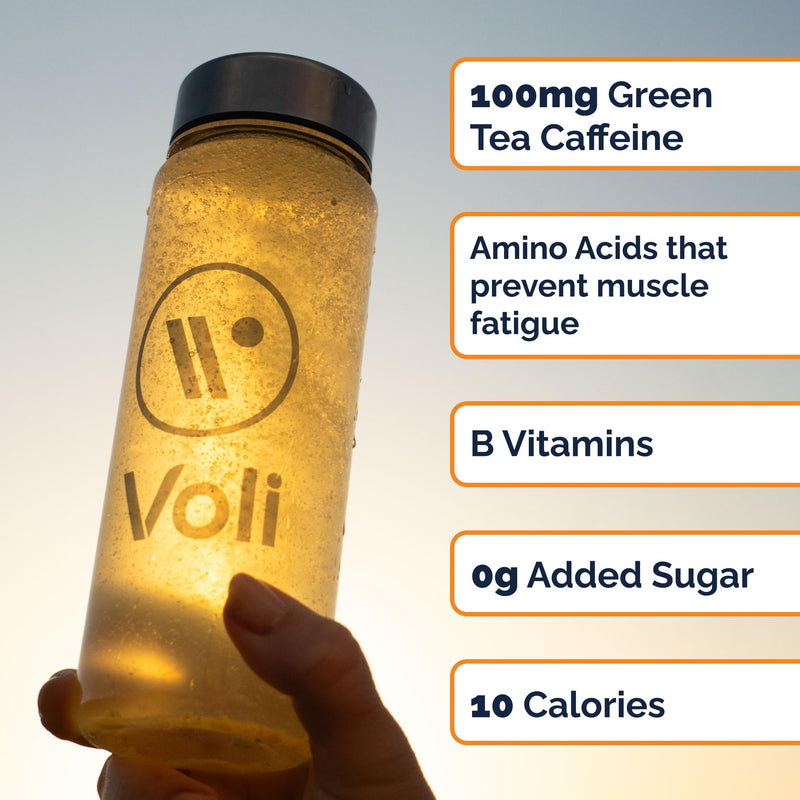 Voli Energy Drink Mix Packets | 100mg Green Tea Caffeine + Electrolytes | No Jitters, No Crash, No Added Sugar | Sustained Clean Energy & Mental Focus | Santa Barbara Citrus, 15 Count
