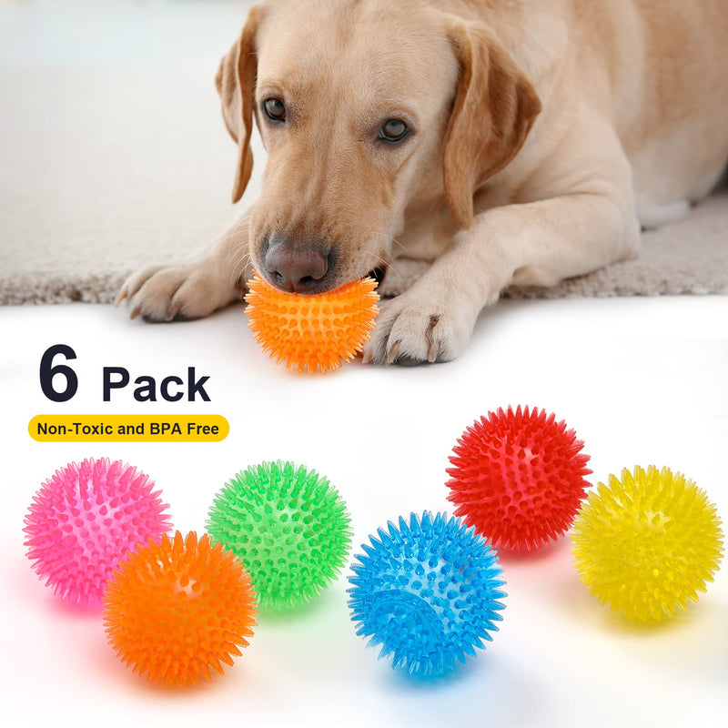 VITEVER 3.5” Squeaky Dog Toy Balls (6 Colors) Puppy Chew Toys for Teething, BPA Free Non-Toxic, Spikey Medium, Large & Small Dogs, Durable Aggressive Chewers Medium Set of 6 - BeesActive Australia