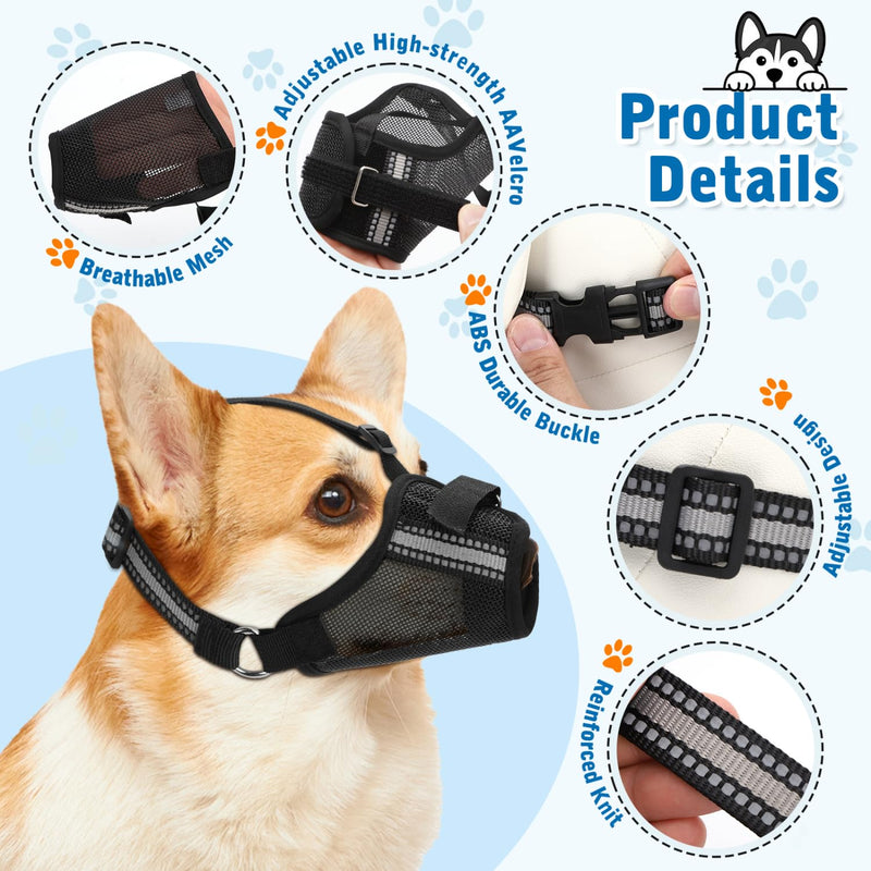 Nobleza - Dog Muzzle, Soft Mesh Muzzle for Medium Dogs, Breathable Reflective Adjustable Dog Muzzle, Prevents Biting, Chewing and Barking (M) M - BeesActive Australia