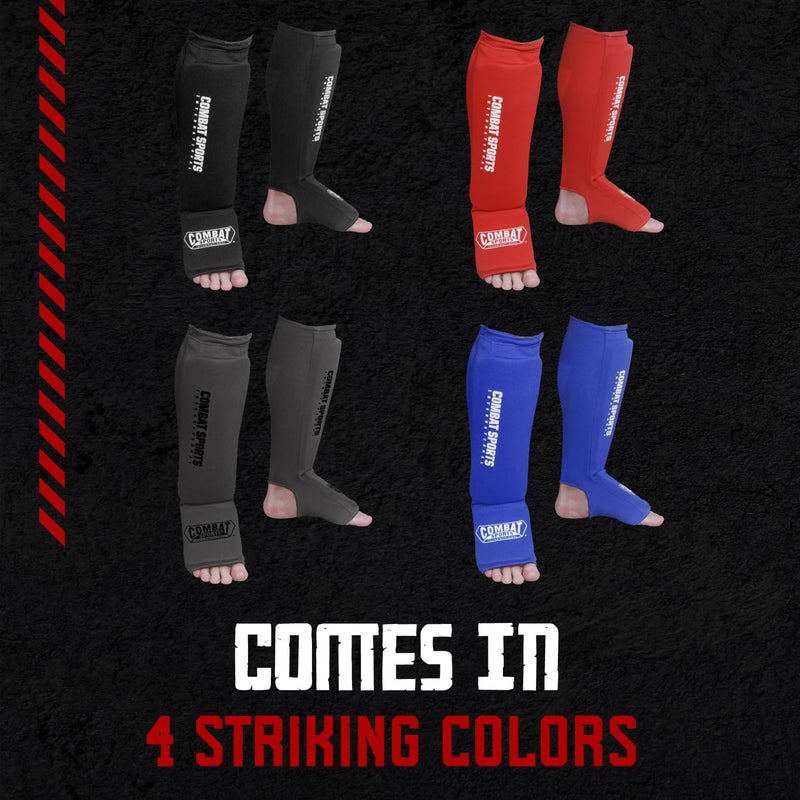Combat Sports Shin & Instep Padded Guards, Elastic, Impact-Absorbing Shin Guards with Snug Support, Ideal for MMA, Muay Thai, and Martial Arts, Washable MMA Gear for Men and Women Medium Gray