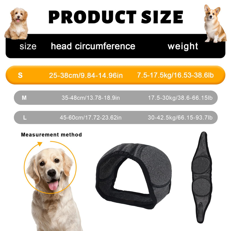 Dog Ear Covers, Dog Ear Muffs Noise Protection, Dogs Calming Hood,Adjustable Shower Cap Pet Ears, Dogs Ear Head Wrap Cups Shower Cap Pet Supplies for Bath Grooming (Grey, S) Grey
