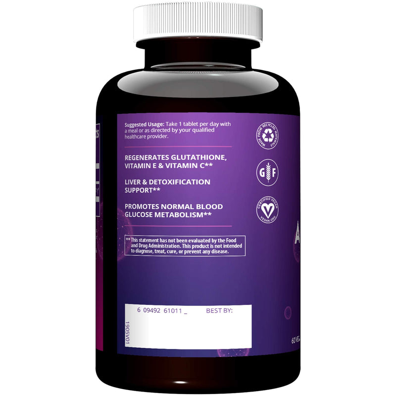 MRM Nutrition Alpha-Lipoic Acid - 300 mg Tablets - 60 Servings | Antioxidant Support, Cell Protection & Regenerated Vitamin C + E, Supports Healthy Liver Function, For Women & Men Unflavored 60 Count (Pack of 1)