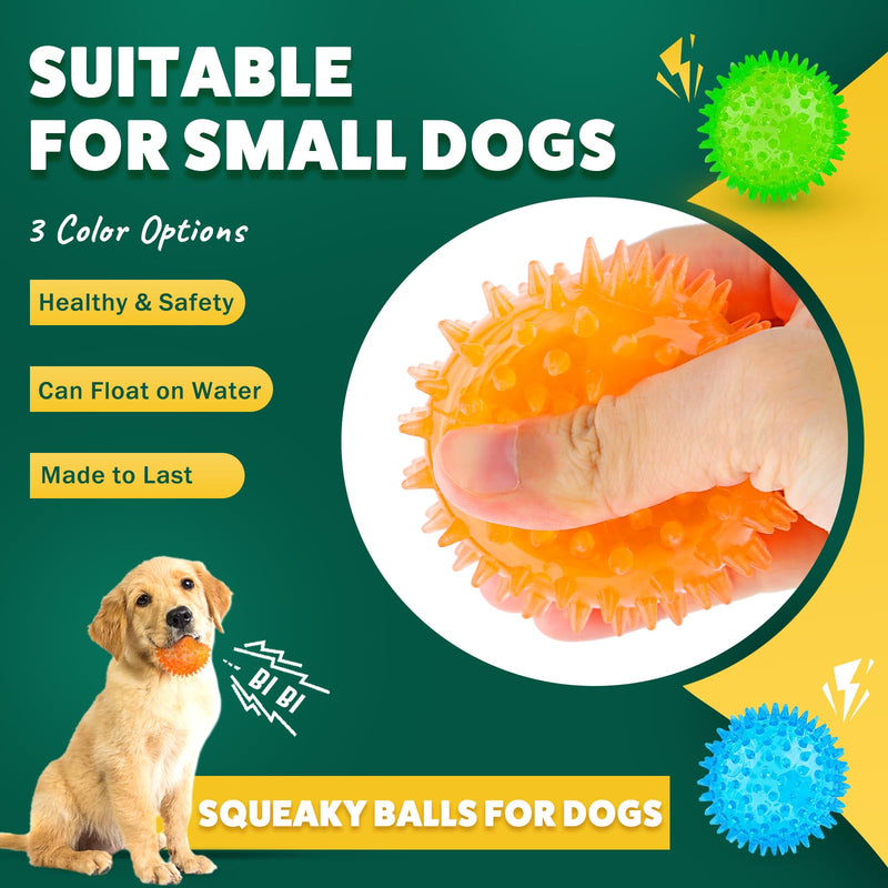 2 Different Functions Interactive Balls for Dogs 2.5” Squeaky Dog Balls Toys and Puppy Teething Chew Toy Balls for Small Dogs Dog Balls for Clean Teeth and Training （5Pcs） 5pcs - BeesActive Australia