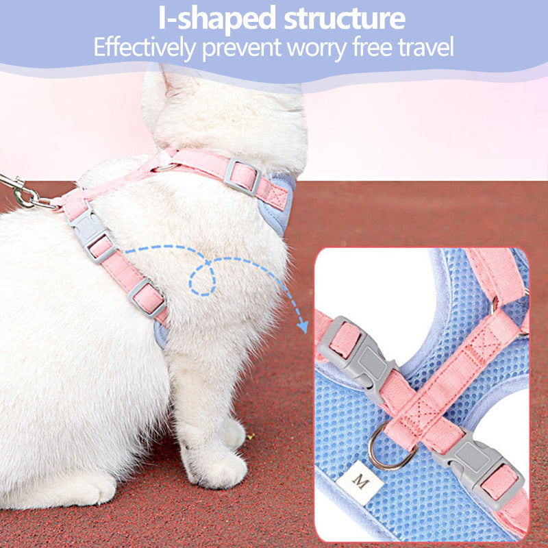 Cat Harness, Cat Harness with Lead, Escape-Proof, Adjustable Chest Harness, Cat Lead, Blue Cat Lead with Harness for Cats, Puppy Cat Harness, Cat Harness (M) - BeesActive Australia