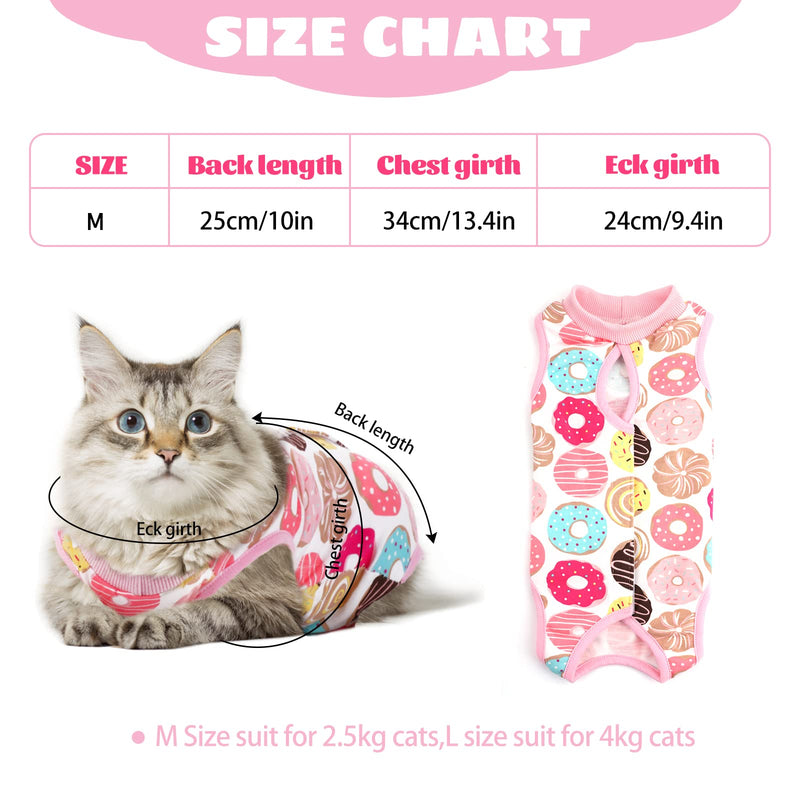 TIESOME Cat Surgical Recovery Suit, Collar Alternative for Cats Dogs Post Surgery Wear Pajama Suit Home Indoor Pets Clothes Donut (M) M - BeesActive Australia
