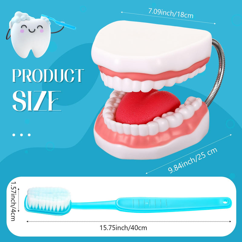 Baderke Huge Mouth Model with Hinge and Giant Toothbrush Set for Speech Therapy, Brushing Teaching Dental Teeth Model, Dental Hospital Health Education Tool(Blue) Blue - BeesActive Australia