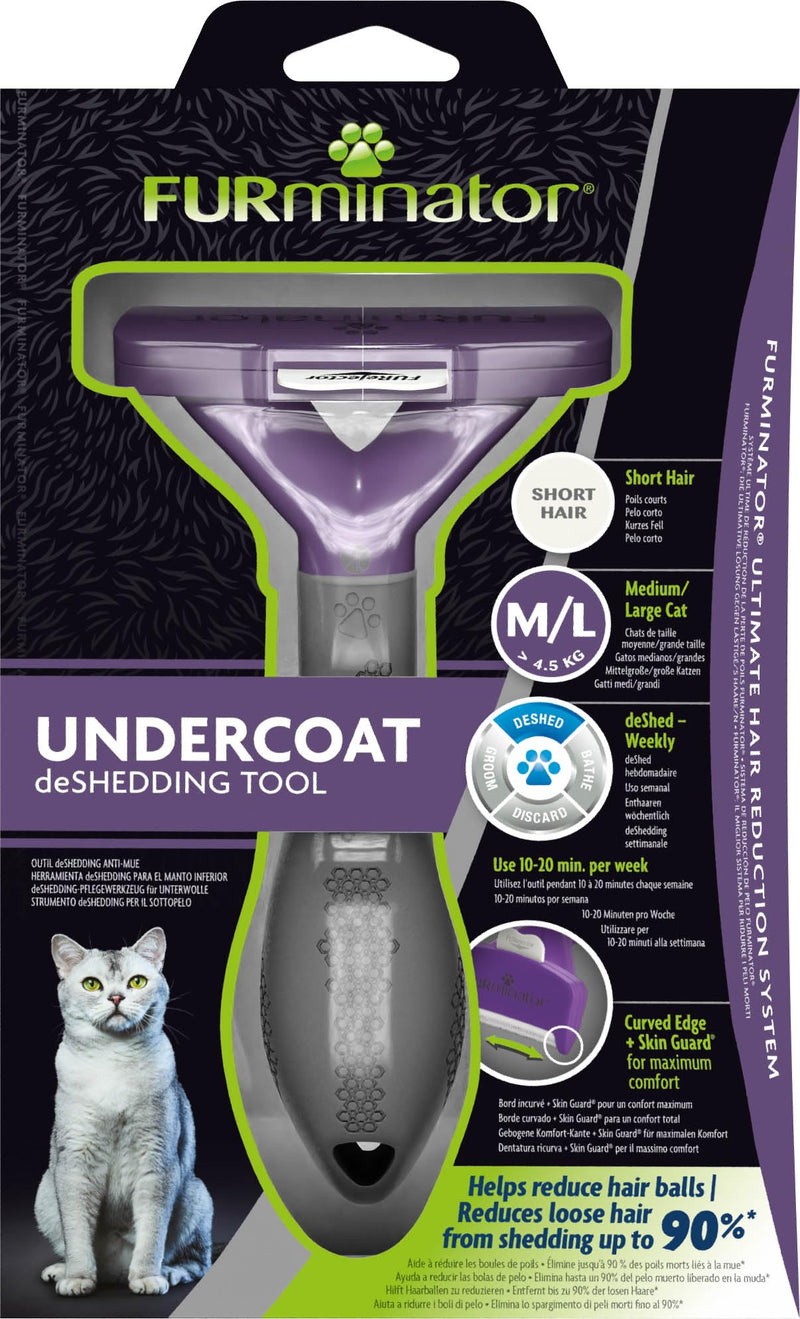 FURminator deShedding tool cat size M/L short hair - cat brush for medium to large cats to remove the undercoat - improved design version 2.0 - BeesActive Australia