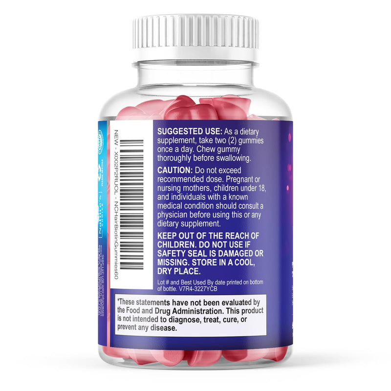 Hair Vitamins Gummies for Hair Growth - Hair, Skin & Nails Beauty Complex with 5000mcg Biotin per Serving - Supports Thicker, Stronger, Radiant-Looking Hair for Women & Men, Berry Flavor