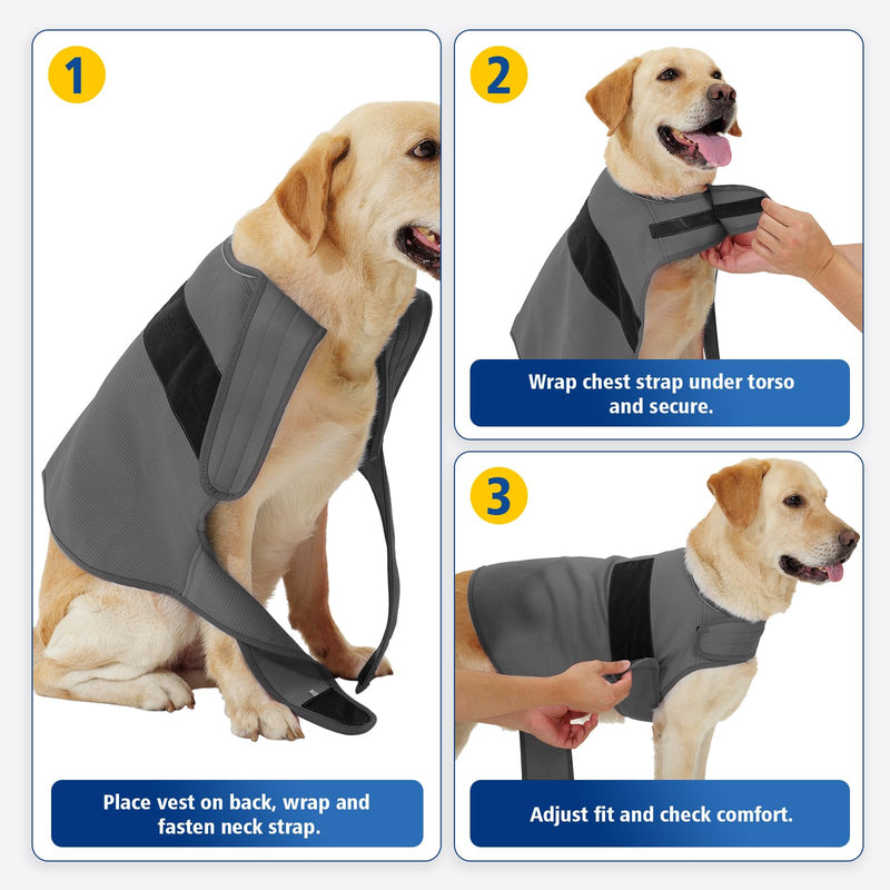 Dog Anxiety Jacket, Calming Jacket – Skin-Friendly Anti-Anxiety Vest for Thunder, Fireworks, Vet Visits and Separation – Helps Keep Dogs Relaxed Without Medicine or Complex Training(Dark Gray,L)