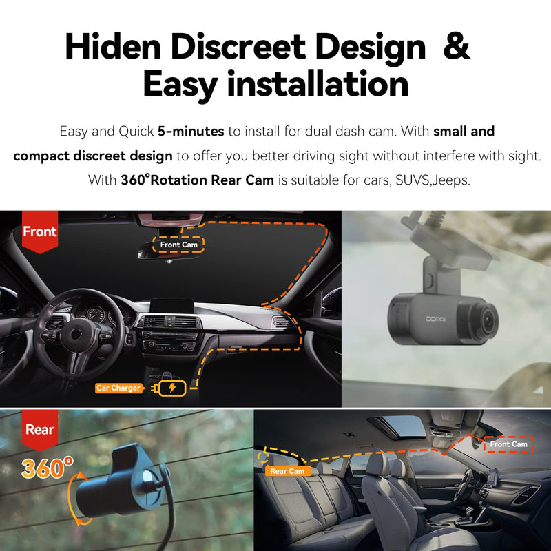 DDPAI 2.5K Dual Car Dash Cam Front and Rear 1600P+1080P Built-in WiFi GPS G-Sensor with Smart APP Control Night Vision, Wide Dynamic Range, 24 Hours Parking Monitor, Support 512GB TF Cards, N3 PRO - BeesActive Australia