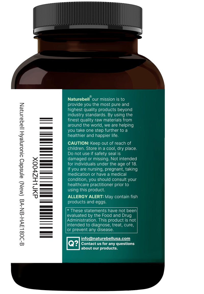 NatureBell 2 Pack Hyaluronic Acid Supplements 2,000 mg | 480 Total Capsules, with MSM & Hydrolyzed Bovine Collagen – 3 in 1 Support for Skin Hydration, Joint Lubrication, Hair, and Eye Health 240 Count (Pack of 2)