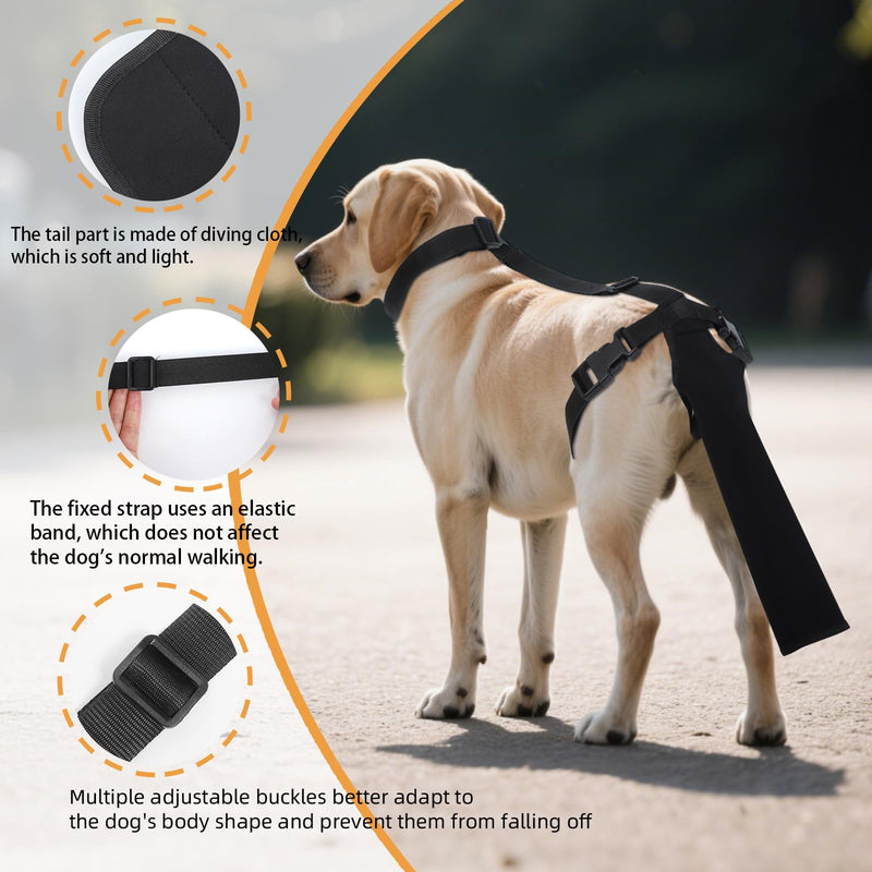 OHCOZZY Dog Tail Protector for Wounds, Adjustable Dog Tail Protector Sleeve for Medium and Large Dogs, Anti Licking(M,Black)