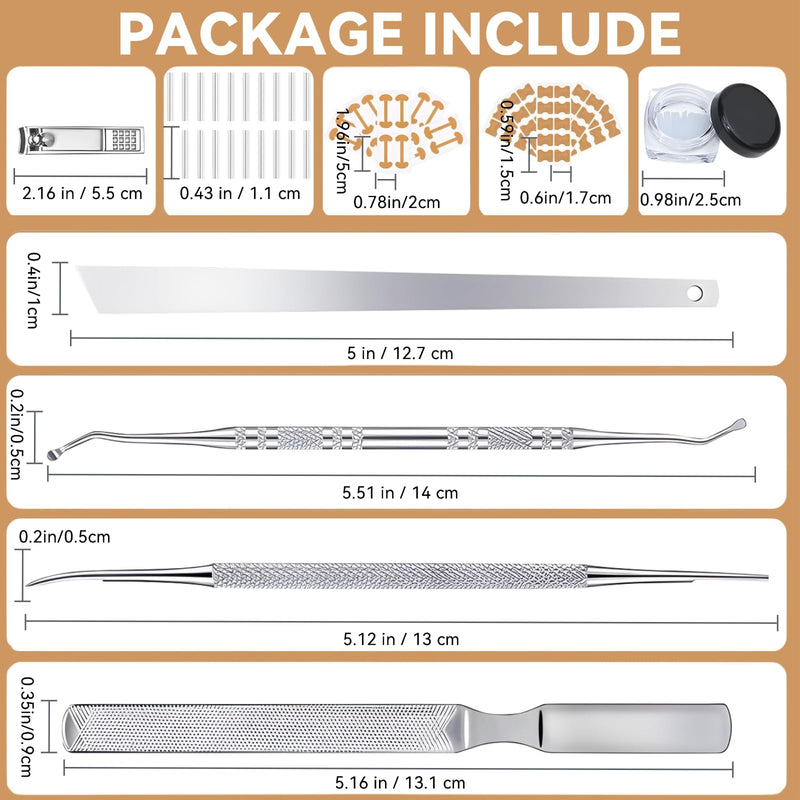 Ingrown Toenail Corrector Kit, 16PC Professional Ingrown Toenail Removal Kit with Correction Strips, Painless Treatment for Ingrown Toenail Pain Relief for Home Pedicure Care