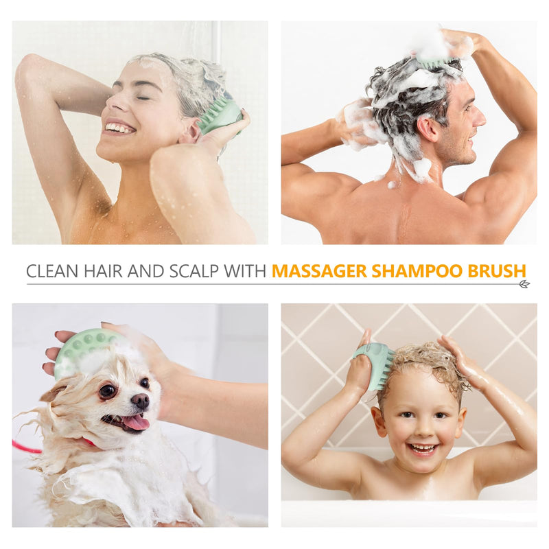 Sndyi Scalp Massager Shampoo Brush, Scalp Scrubber with Soft Silicone Bristles, Scalp Exfoliator for Dandruff Removal, Scalp Massager for Hair Growth, Wet Dry Hair Brush for Scalp Care, Green - BeesActive Australia