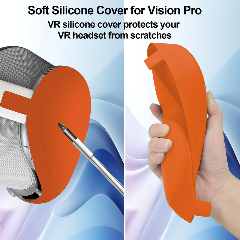 Silicone Protective Cover Compatible with Vision Pro, Soft VR Front Lens Case, Anti-Scratch Screen Protective Cover Anti-Fingerprint for Vision Pro, Dust Proof Case for VR Headset 2024 (Orange) Orange - BeesActive Australia