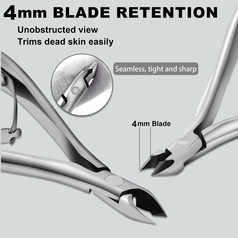 Cuticle Nippers, Professional Accurate Fast Sharp Small Jaw Cuticle Cutters, Nail Cuticle Cutting Pliers, Nail Dead Skin Remover Tool,Stainless Steel Cuticle Trimmer, Silver, Jaw 4mm Jaw-4mm Blade - BeesActive Australia