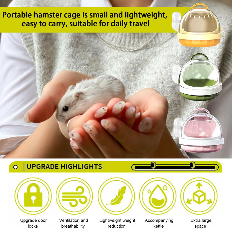 DXQCHDUO Portable Hamster Cage with Water Bottle Guinea Pig Carrier Bag Small Pet Carrier Hamster Travel Bag Handle Handheld Cage Plastic (Green) Green - BeesActive Australia