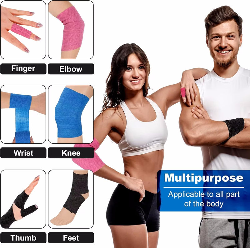 15 Rolls Self Adhesive Bandage | Pet Vet Wrap for Dogs | Cohesive Bandage for Ankle Sprains, Wrist Support | Sports Tape for Football, Badminton Racket Grip | 5cm x 4.5m(2" x 177")
