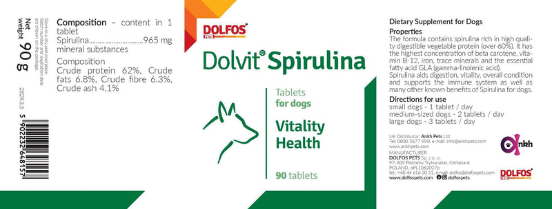 DolvIt Spirulina 90 tablets Aids Digestion and Overall Condition for Dogs