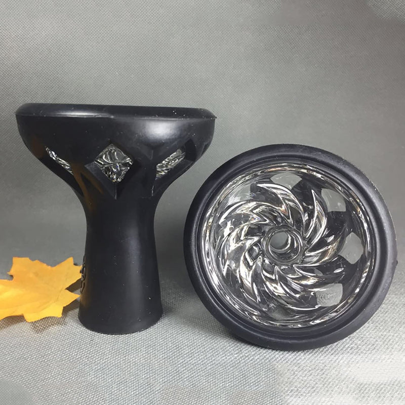 Silicone Hookah Bowl with Hurricane Crystal Glass Core with Wide Hole Easy Clean Faster Heat Up Flavor Saver fit Heat Management System 4.02 * 2.76 Inch（1pcs） Glass Silicone Hookah Bowl1 - BeesActive Australia