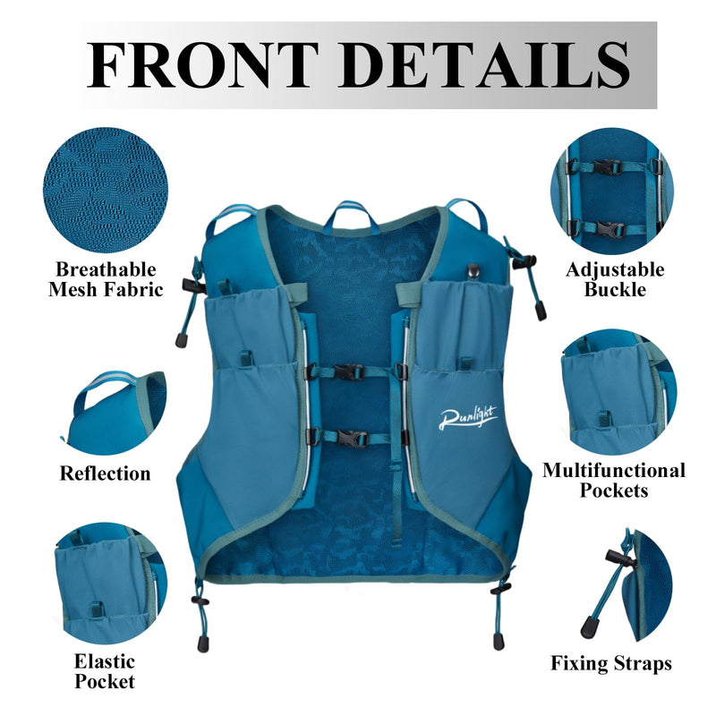 Running Hydration Vest Lightweight Hydration Backpack with 1.5L Water Bladder for Women Men Hiking Backpack Vest Pack for Cycling Race Marathon Camping