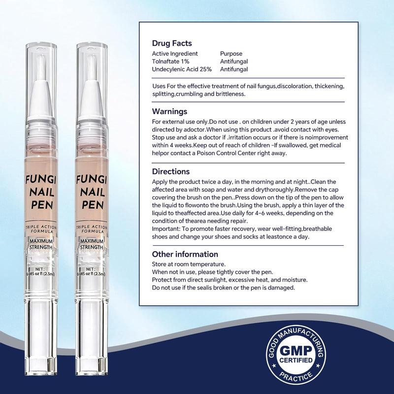 Toenail Fungus Treatment Extra Strength - with 25% Undecylenic Acid - Effective Nail Repair for Damaged Nails, Ingrown Nails & Discoloration - 4-Pack Twist Pen