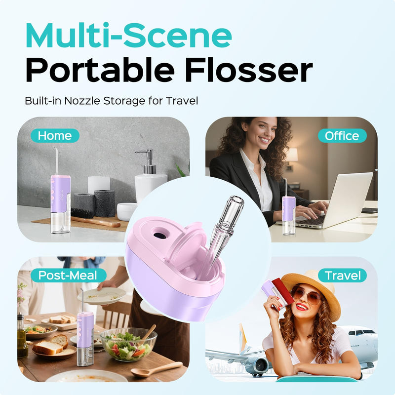 COSLUS T40 Mini Water Flosser for Travel, Portable Compact Design, Purple
