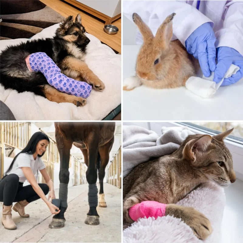 Vet Wrap, Self Adhesive Wrap, First Aid Self Adherent Warp, Self Stick Bandage for Pets Dog Legs Paws Horse Cats Wounds Healing, Disposable Dog Booties Paw Protectors, 4 Inch, 6 Rolls (Green) green 1 - BeesActive Australia