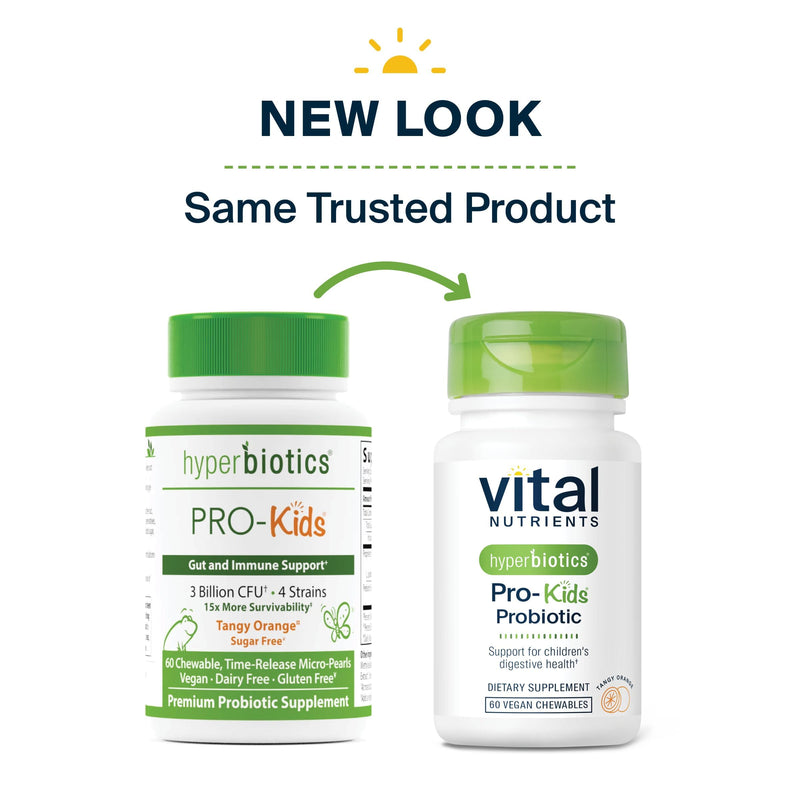 Hyperbiotics Vital Nutrients Pro Kids Probiotic | Allergen-Free Toddler Probiotics for Kids | Targeted Immune, Gut, and Digestive Health | Sugar-Free Orange Flavor | 60 Chewable Tablets Easy-to-Swallow Orange
