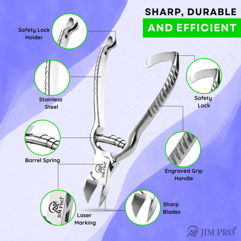 ClipSharp Toenail Cutter - Professional Heavy Duty Nail Clipper for Thick & Ingrown Toenails - Sharp Stainless Steel Blades, Ergonomic Non-Slip Grip for Men & Women/JP-SC-TC-5.5"