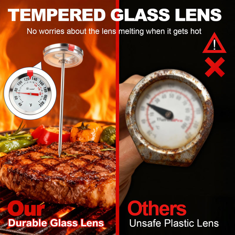 Instant Read Meat Thermometer 2'' Cooking Thermometer Kitchen Thermometer for Cooking for Liquid, Steak, Turkey Temp Checking Analog-Classic No-frills