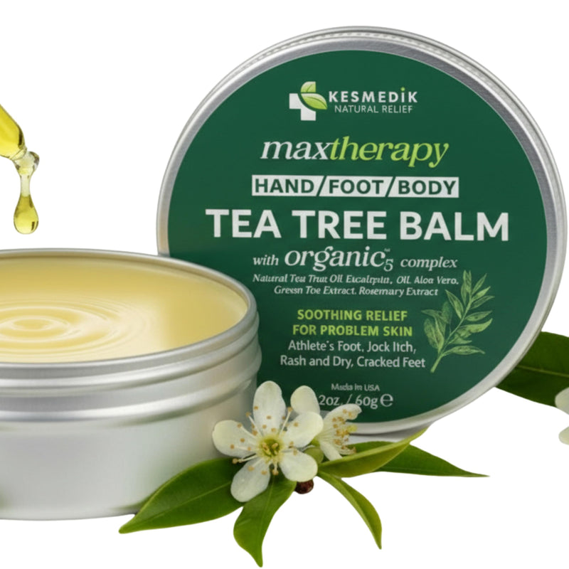 KESMEDIK Tea Tree Oil Balm for Skin, Soothes Itching, Rashes & Dry Skin, Antifungal Defense for Athlete’s Foot, Jock Itch, Chafing, Bug Bites & Eczema, Natural, Effective & Safe for All Ages 2 Ounce (Pack of 1)