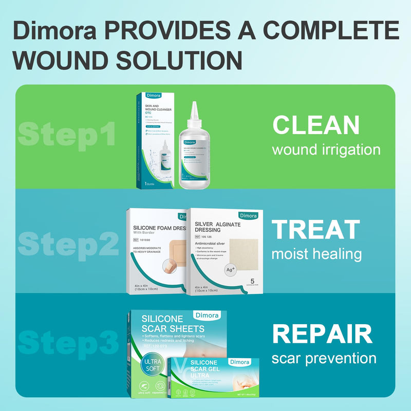 Dimora Silicone Foam Dressing 4"x4" for Wound Care Bed Sore Patches 40 Pack 4" x 4" (40 PCS)