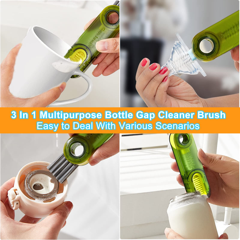 3 in 1 Multipurpose Bottle Gap Cleaner Brush,3 Pack Cup Cover Cleaning Brush,Cup Crevice Cleaning Tools,Water Bottle Cleaner Brush,Home Kitchen Cleaning Tools 3 in 1 Multifunctional Cleaning Brush-3 Pack - BeesActive Australia