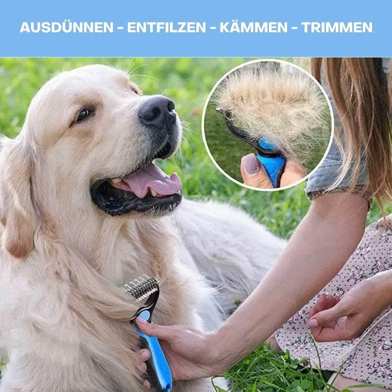 Tiertastisch dog brush & cat brush for medium & long hair, undercoat comb for removing undercoat and tangles, top hair protection and massage effect, fur hair brush for depilation - BeesActive Australia