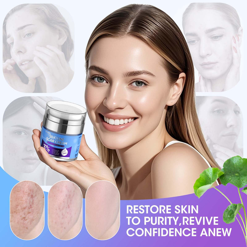 Silicone Scar Cream for Surgical Scars, 3% Dimethicone Complex Silicone Scar Gel for Old & New Scars, C-Section, Pregnancy, Acne, Injury, Keloids, Burns, Non-Irritating Scar Removal Cream(55ML) 55ML - BeesActive Australia