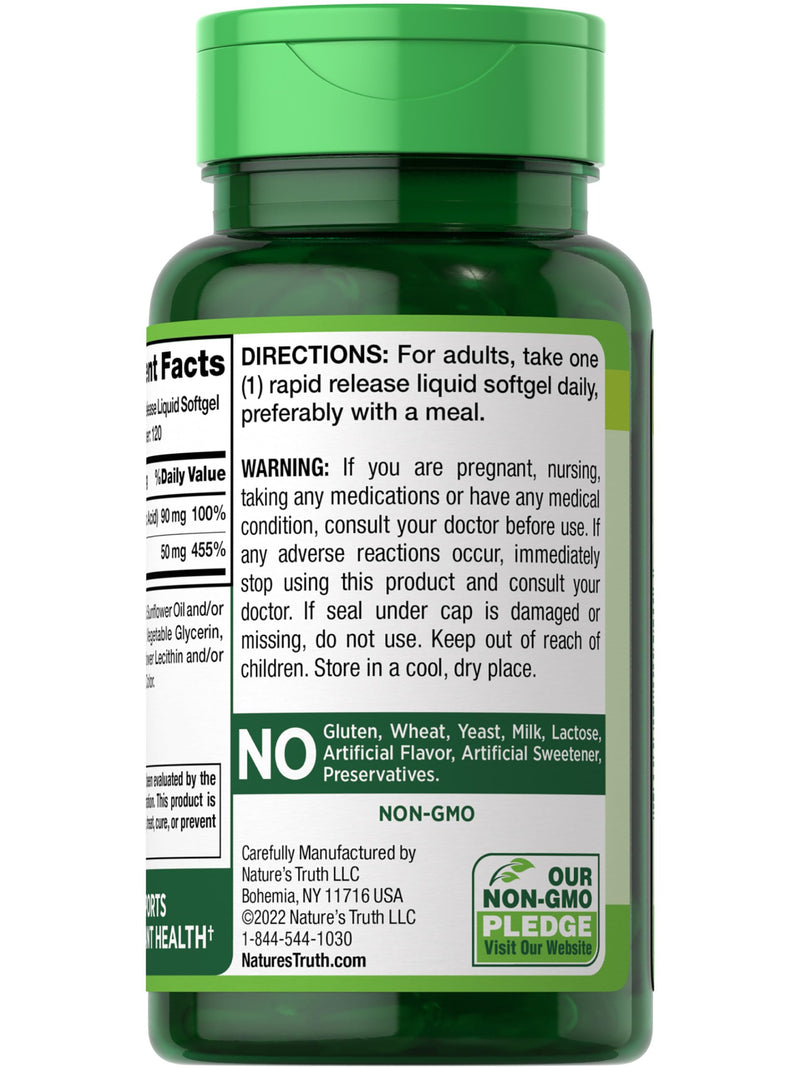 Nature's Truth Zinc with Vitamin C | 50mg | 120 Softgels | Non-GMO & Gluten Free Supplement - BeesActive Australia