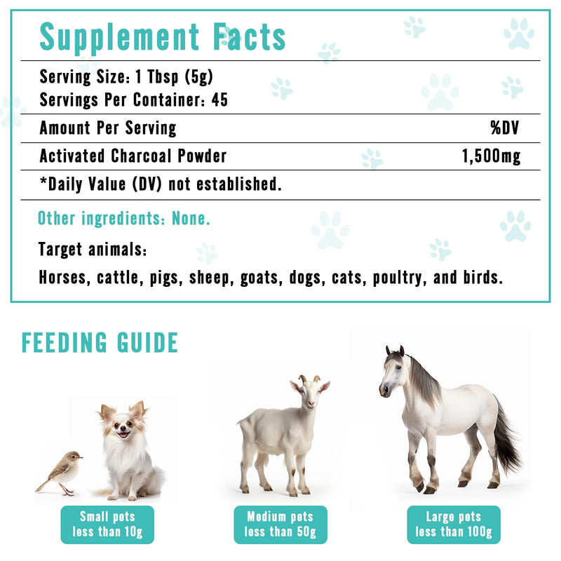 Activated Charcoal for Dogs, 8oz Powder Detox and Digestive Aid, for Poisoning Treatment, Gas Relief & Liver Support, Safe for All Pets, Non-GMO, Gluten-Free - BeesActive Australia