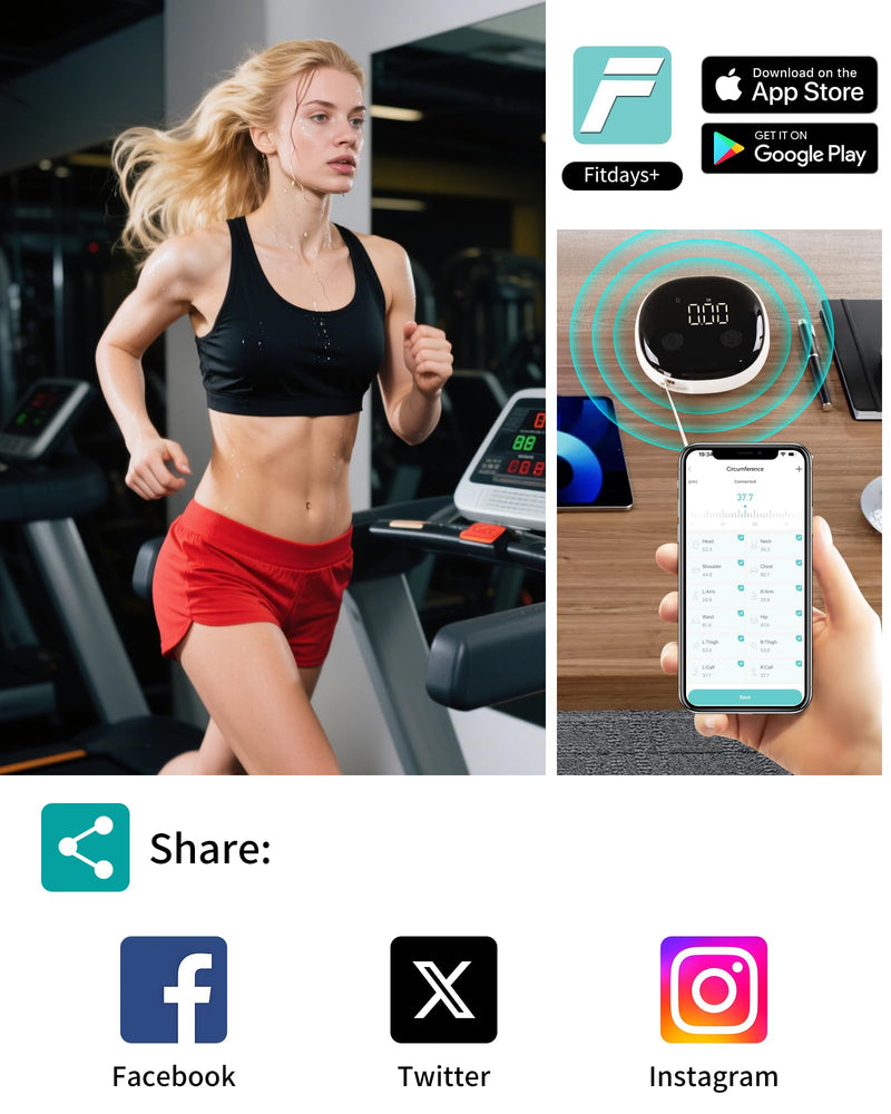 Smart Body Measuring Tape - Bluetooth Measuring Tape for Body Measurements with App - LED Display and Locking Retractable Measure for Weight Loss/Fitness - 60in/150cm - BeesActive Australia
