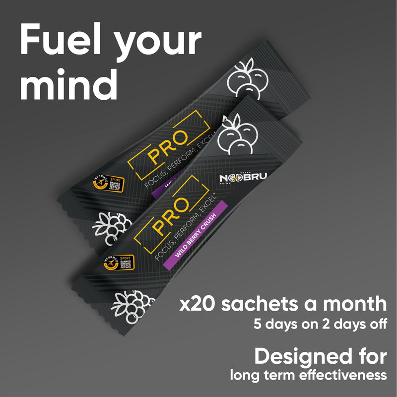 Noobru™ Pro - Brain & Nootropic Supplement for Cognitive Performance, Mental Clarity, and Focus - Precision-Formulated Drink with 17 Research-Backed Ingredients - 20 Servings