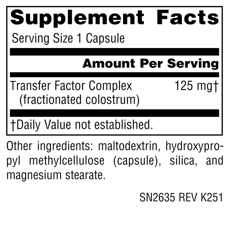 Source Naturals, Wellness Transfer Factor - 125 mg - 60 Vegetarian Capsules | Supports Immune System Response 60 Count (Pack of 1)
