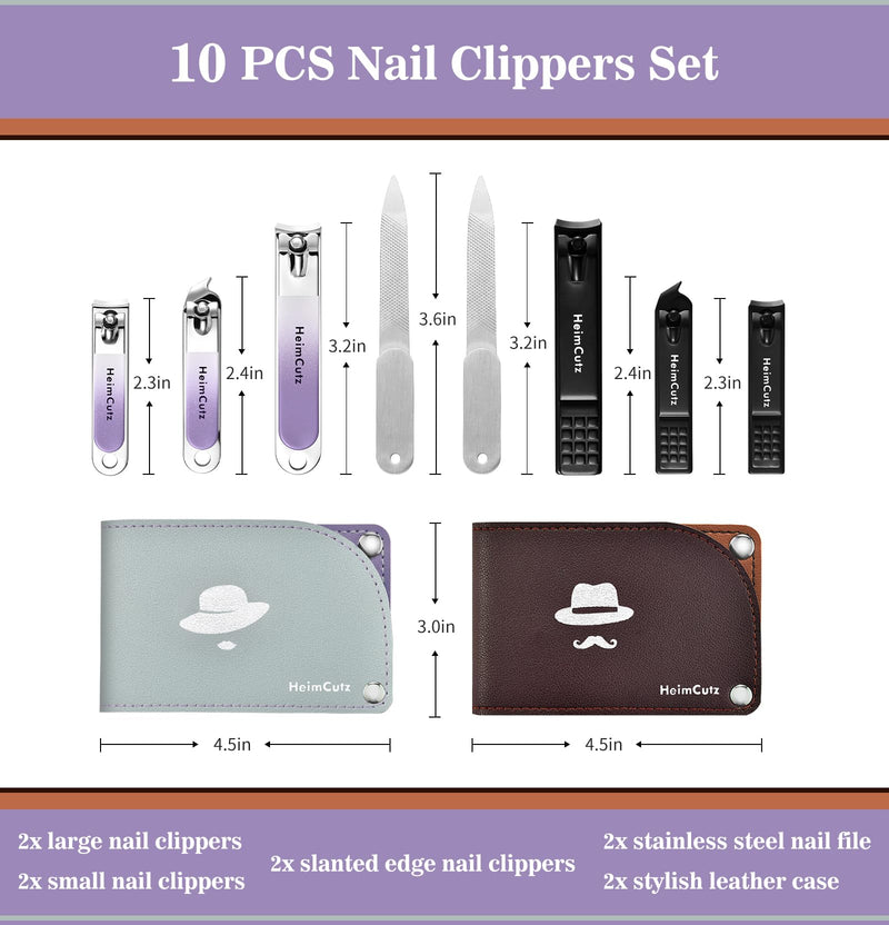 Toenail and Finger Nail Clippers Set: Separate Personal Nail Cutter Set for Men and Women, Travel Fingernail & Toe Nail Trimmer kit for Adult, Ideal for Wedding Gifts and Engagement Gifts for Couples black - BeesActive Australia