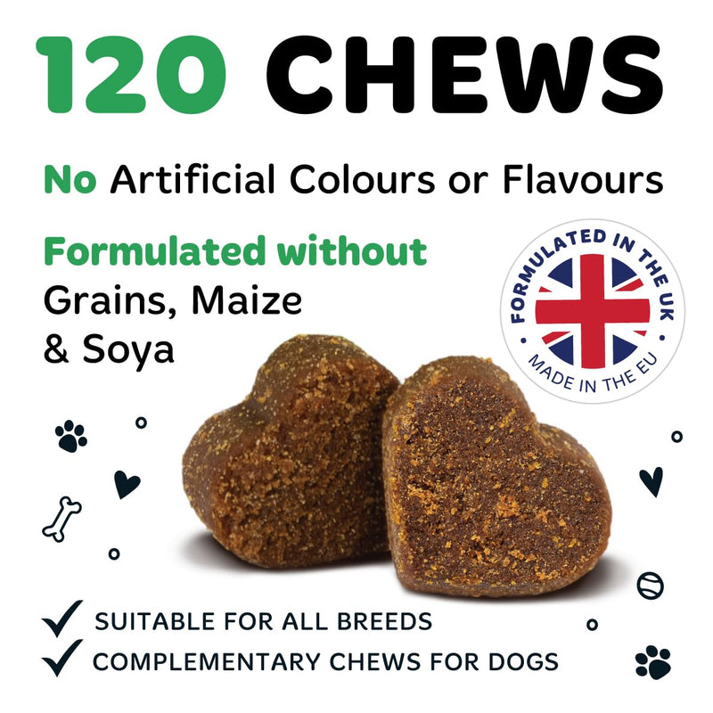 BUGALUGS Calming Treats for Dogs - Helps Stress, Fear, Barking, Reactivity, Aggression, Travel – 120 chews