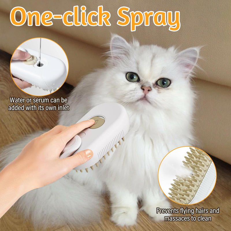 TOGETDREAM Cat Steam Brush, 3 in 1 Steamy Brush Cat Cat Steamy Brush Steam Brush Cat Self-Cleaning Cat Spray Massage Comb Cat Grooming Brush Pet Hair Removal Comb for Cat & Dog (A) A - BeesActive Australia