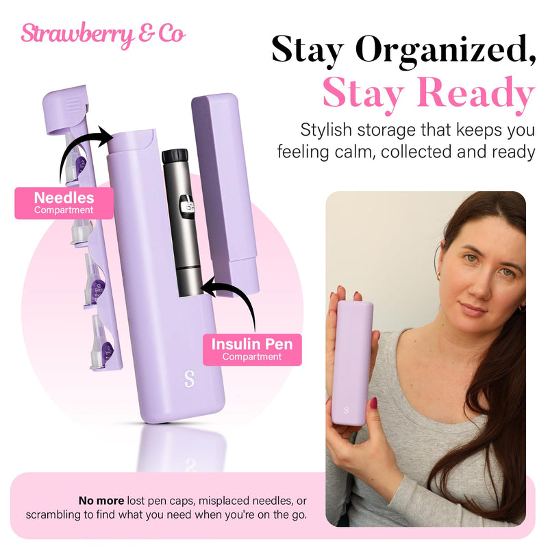STRAWBERRY & CO DailyEase Insulin Travel Case with Built-in Sharps Dispenser ‚Äì TSA-Approved Diabetic Supply Organizer for Ozempic, Insulin Pens, and Needle Storage - Purple - BeesActive Australia