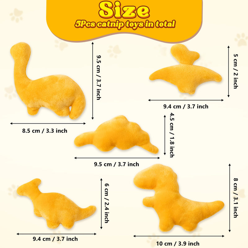 MALLMALL6 Catnip Toys for Cat - 5Pcs Dino Nuggets Cat Toys, Dinosaur Chicken Nugget Catmint Interactive Gift for Indoor Cats, Plush Golden Cat Supplies, Chew Cat Toy Set, Cute Pet Gifts for Cat Lover - BeesActive Australia