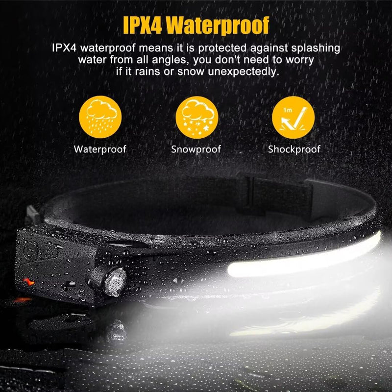 Headlamp Rechargeable 3PCS, 230° Wide Beam Head Lamp LED with Motion Sensor for Adults - Camping Accessories Gear, Waterproof Head Light Flashlight for Hiking, Running, Repairing, Fishing, Cycling 3 Pack