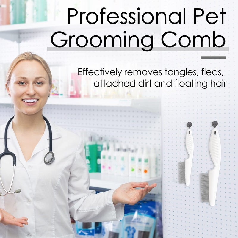 ThinkPet Flea Comb for Cats and Dogs Tear Stain Fine Tooth Pet Eye Comb Brush Metal Tick Grooming Hair Comb for Puppy Dogs Small White White-S - BeesActive Australia