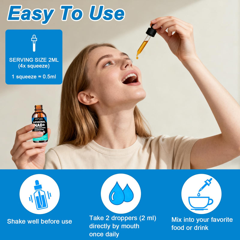 NAD Supplements for Women & Men, Fast Acting Liquid NAD Plus Resveratrol | Liposomal NAD⁺ Nicotinamide Riboside(NR), NAD+ Booster for Anti-Aging, Cellular Energy & Repair, Alternative to NMN, Non-GMO Pineapple 2 Fl Oz (Pack of 1)