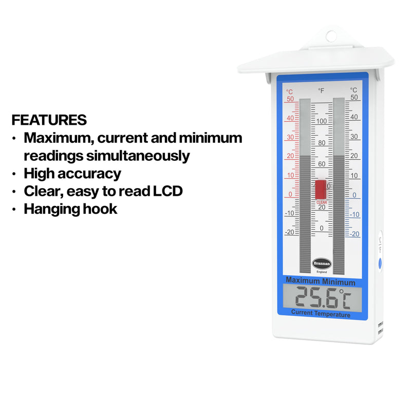 Digital Greenhouse Thermometer - Max Min Thermometer for Greenhouse or Garden Maximum and Minimum Temperatures Indoor Outdoor Greenhouse Accessories